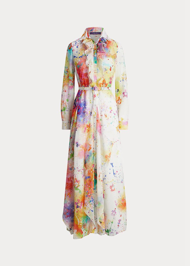 Vestidos Ralph Lauren Mujer Talise Crinkled Silk Evening Chile Multicolor RYABD-6805